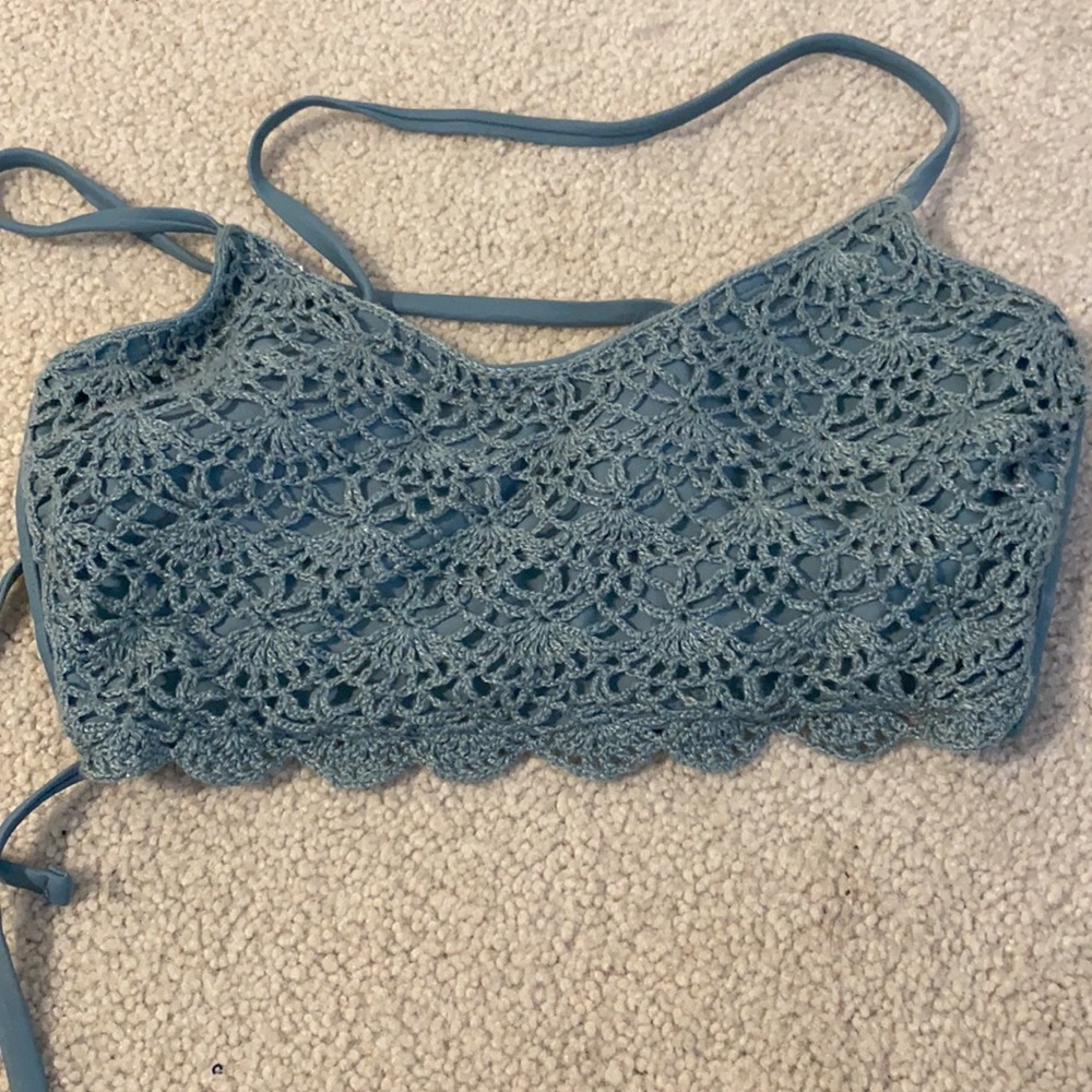 dark green crochet bikini top